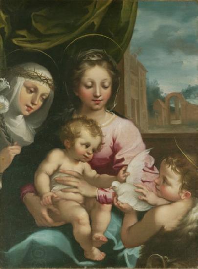 Rutilio Manetti Virgin and Child with the Young Saint John the Baptist and Saint Catherine of Siena China oil painting art